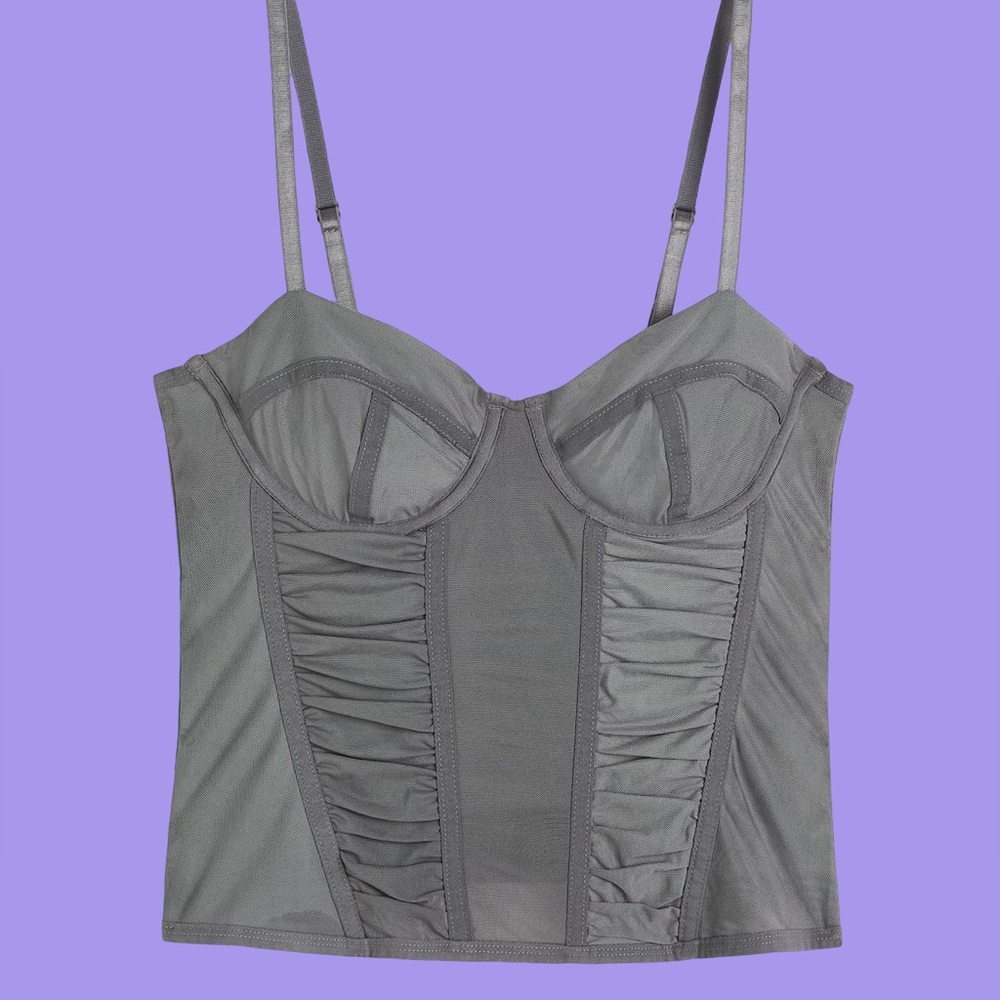 5/25$ Gray mesh corset bustier | H&M